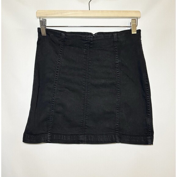 Free People‎ Modern Femme Denim Stretch Mini Skirt Washed Black Women's 8 - Picture 1 of 9
